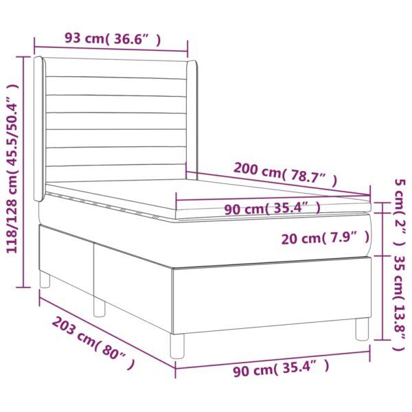 Łóżko kontynentalne z materacem i LED, różowy aksamit 90x200 cm - obrazek 8
