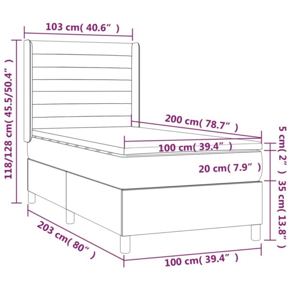 Łóżko kontynentalne z materacem i LED, czarny aksamit 100x200cm - obrazek 8