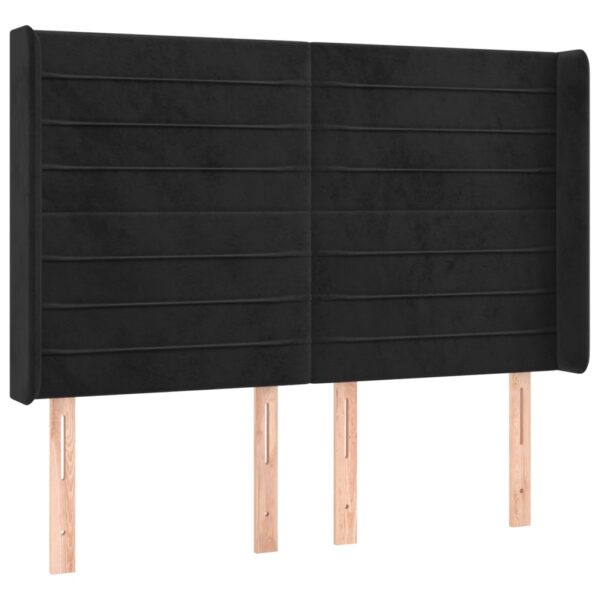 Łóżko kontynentalne z materacem i LED, czarny aksamit 140x190cm - obrazek 7