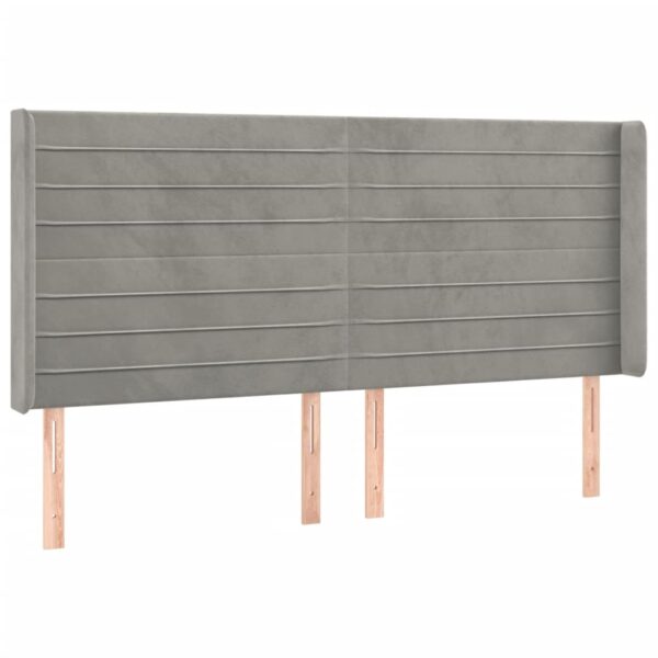 Łóżko kontynentalne z materacem i LED, szare 200x200cm, aksamit - obrazek 7