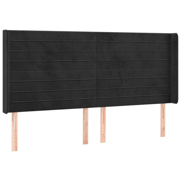 Łóżko kontynentalne z materacem i LED, czarny aksamit 200x200cm - obrazek 7
