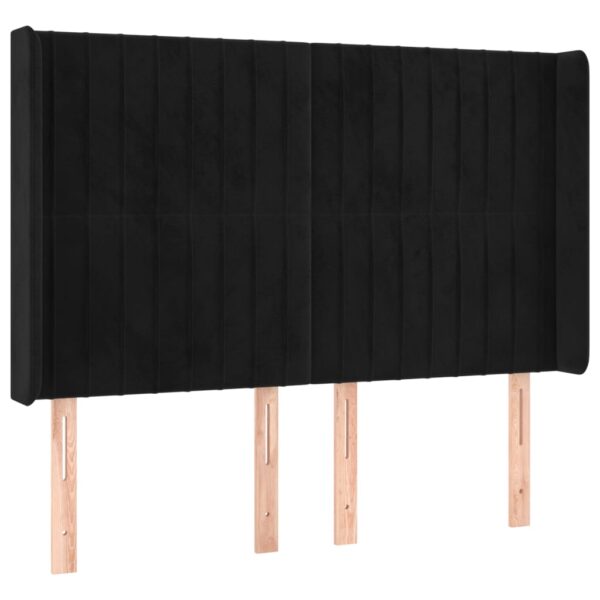 Łóżko kontynentalne z materacem i LED, czarny aksamit 140x190cm - obrazek 7