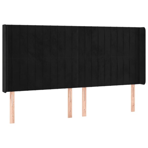 Łóżko kontynentalne z materacem i LED, czarny aksamit 200x200cm - obrazek 7
