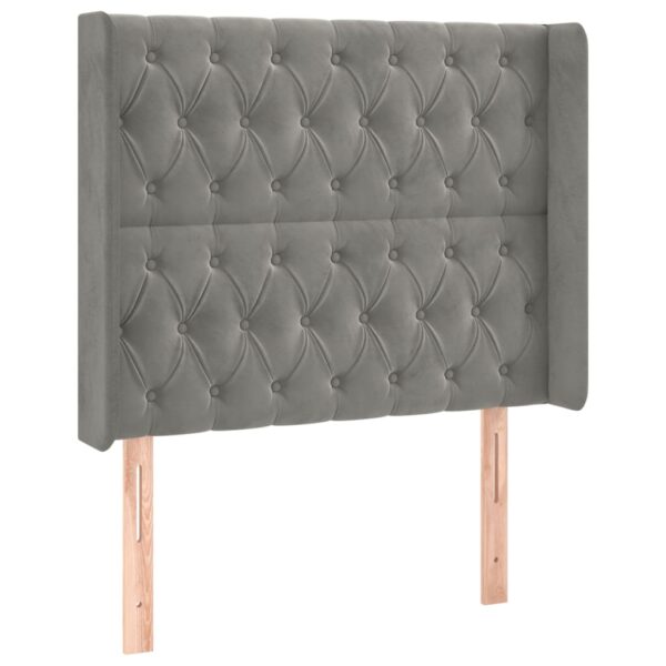 Łóżko kontynentalne z materacem i LED, szare 100x200cm, aksamit - obrazek 7