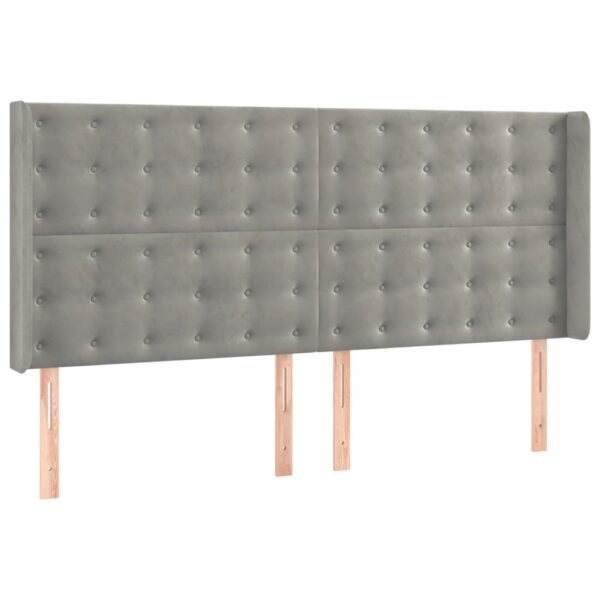 Łóżko kontynentalne z materacem i LED, szare 200x200cm, aksamit - obrazek 7