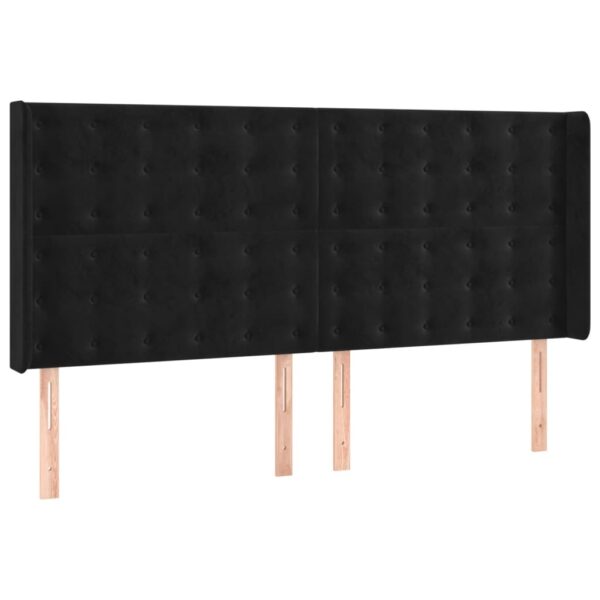 Łóżko kontynentalne z materacem i LED, czarny aksamit 200x200cm - obrazek 7