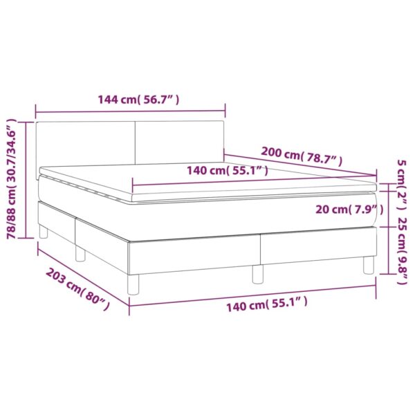 Łóżko kontynentalne z materacem i LED czarna ekoskóra 140x200cm - obrazek 8