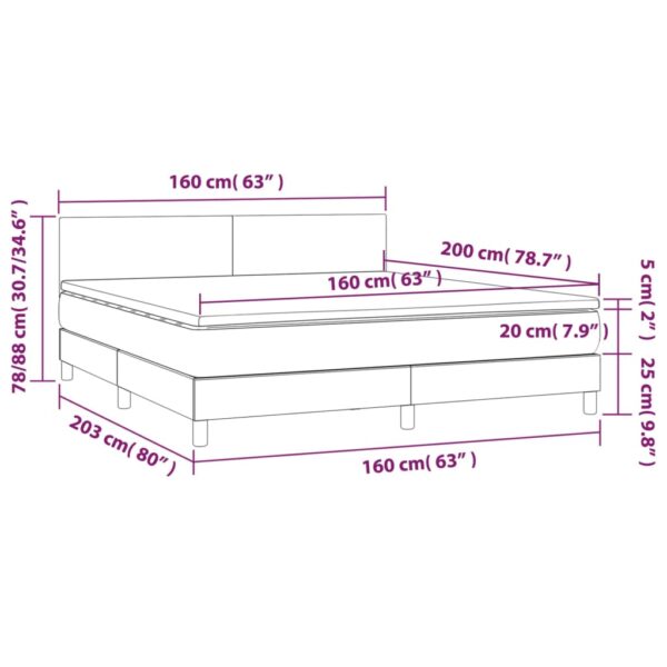 Łóżko kontynentalne z materacem i LED czarna ekoskóra 160x200cm - obrazek 8