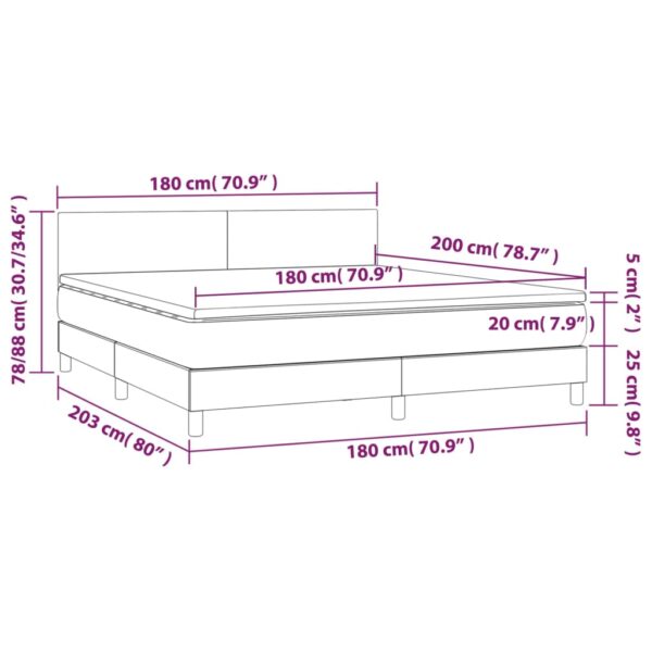 Łóżko kontynentalne z materacem i LED czarna ekoskóra 180x200cm - obrazek 8