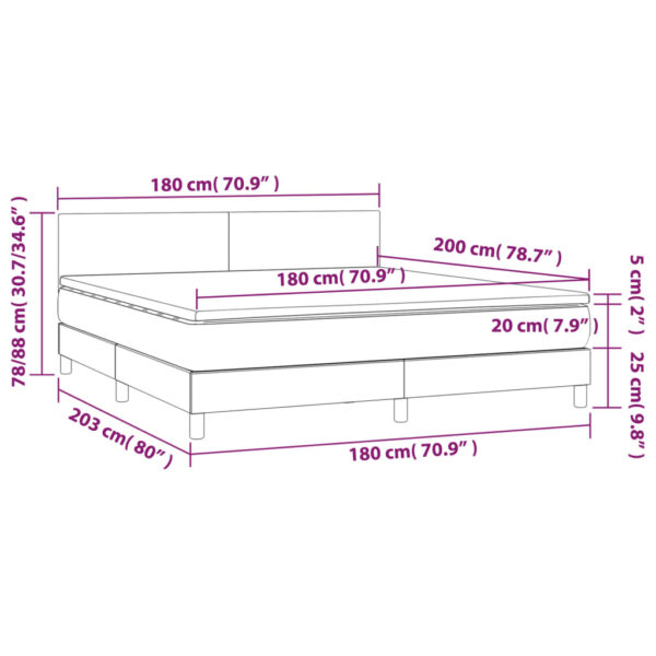 Łóżko kontynentalne z materacem i LED, biała ekoskóra 180x200cm - obrazek 8
