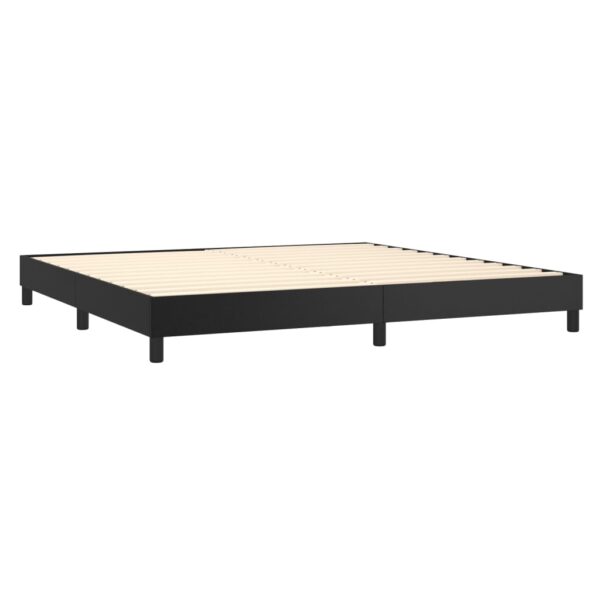 Łóżko kontynentalne z materacem i LED czarna ekoskóra 200x200cm - obrazek 5