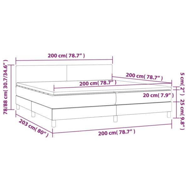 Łóżko kontynentalne z materacem i LED czarna ekoskóra 200x200cm - obrazek 8