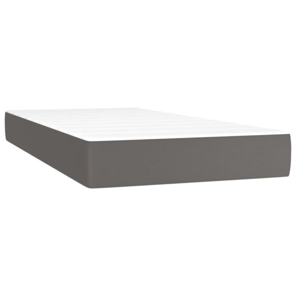 Łóżko kontynentalne z materacem i LED, szara ekoskóra 100x200cm - obrazek 6