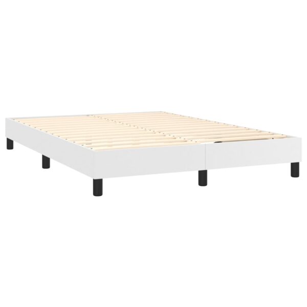 Łóżko kontynentalne z materacem i LED, biała ekoskóra 140x190cm - obrazek 4