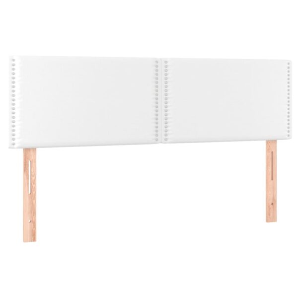 Łóżko kontynentalne z materacem i LED, biała ekoskóra 140x190cm - obrazek 6