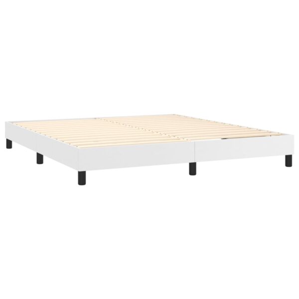 Łóżko kontynentalne z materacem i LED, biała ekoskóra 160x200cm - obrazek 5