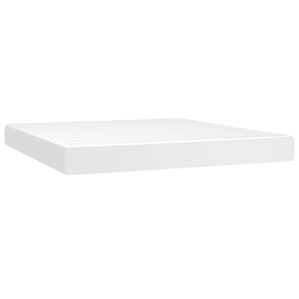 Łóżko kontynentalne z materacem i LED, biała ekoskóra 160x200cm - obrazek 6