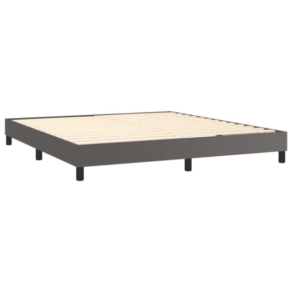 Łóżko kontynentalne z materacem i LED, szara ekoskóra 160x200cm - obrazek 5