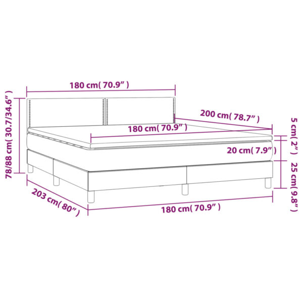 Łóżko kontynentalne z materacem i LED, biała ekoskóra 180x200cm - obrazek 8
