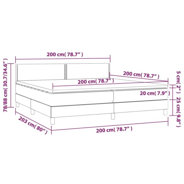 Łóżko kontynentalne z materacem i LED czarna ekoskóra 200x200cm - obrazek 8