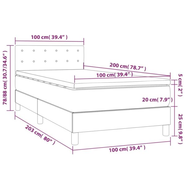 Łóżko kontynentalne z materacem i LED czarna ekoskóra 100x200cm - obrazek 8