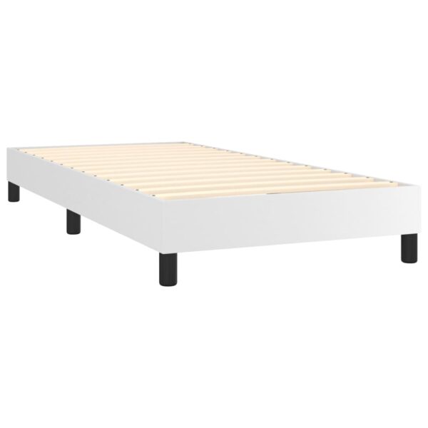 Łóżko kontynentalne z materacem i LED, biała ekoskóra 100x200cm - obrazek 5