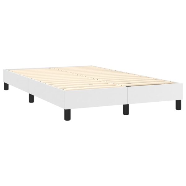 Łóżko kontynentalne z materacem i LED, biała ekoskóra 120x200cm - obrazek 5