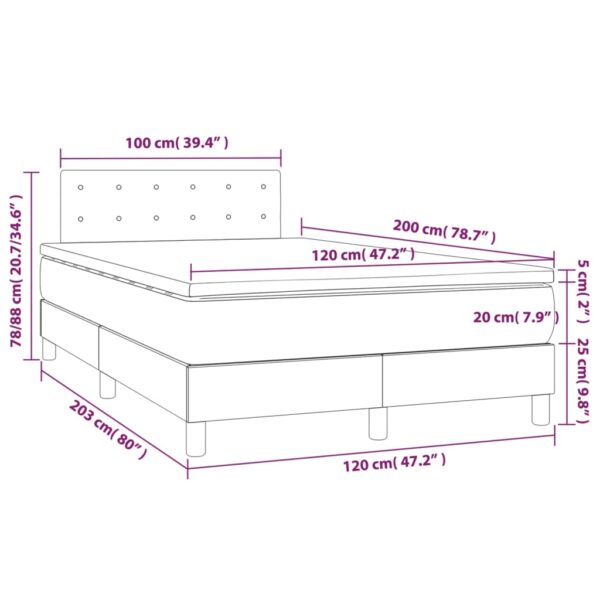 Łóżko kontynentalne z materacem i LED, biała ekoskóra 120x200cm - obrazek 8