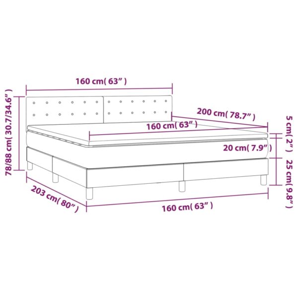 Łóżko kontynentalne z materacem i LED czarna ekoskóra 160x200cm - obrazek 8