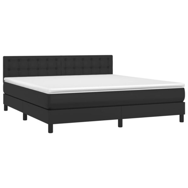 Łóżko kontynentalne z materacem i LED czarna ekoskóra 180x200cm - obrazek 3