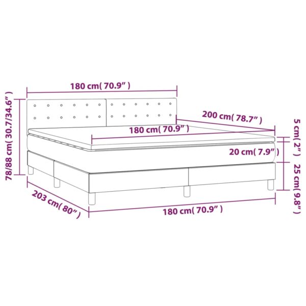 Łóżko kontynentalne z materacem i LED czarna ekoskóra 180x200cm - obrazek 8