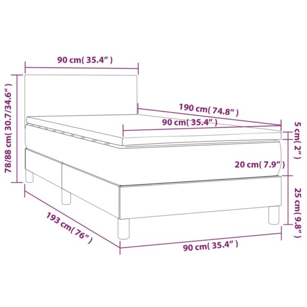 Łóżko kontynentalne z materacem i LED zielony aksamit 90x190 cm - obrazek 8