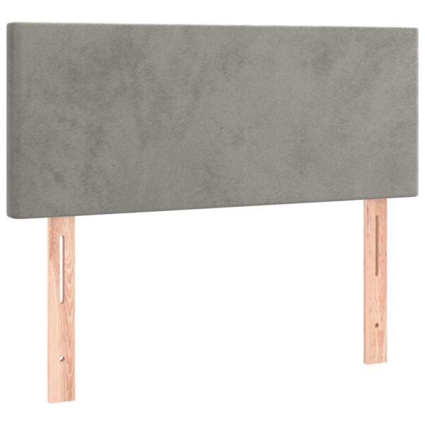 Łóżko kontynentalne z materacem i LED, szare 90x200 cm, aksamit - obrazek 7