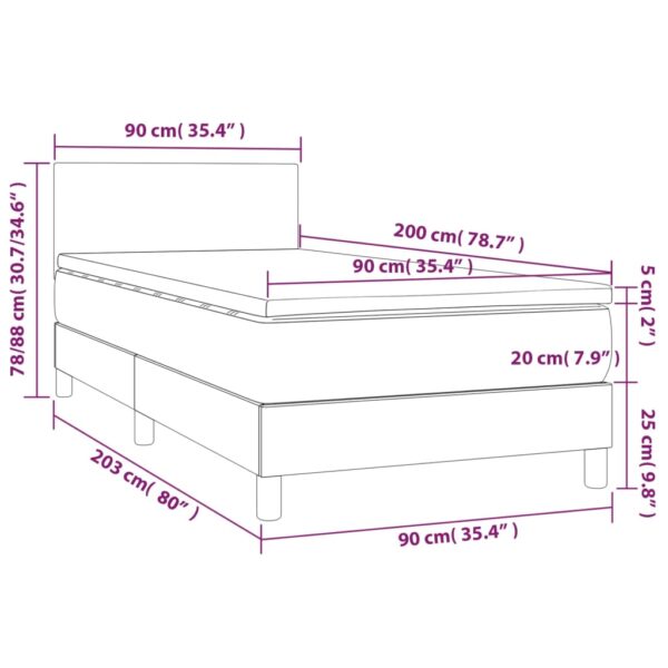 Łóżko kontynentalne z materacem i LED, czarny aksamit 90x200 cm - obrazek 8
