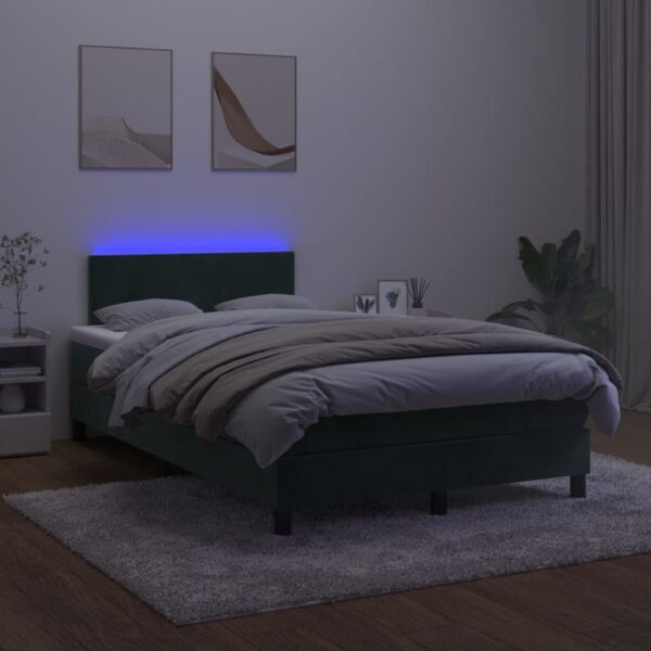 Łóżko kontynentalne z materacem i LED zielony aksamit 120x200cm - obrazek 4