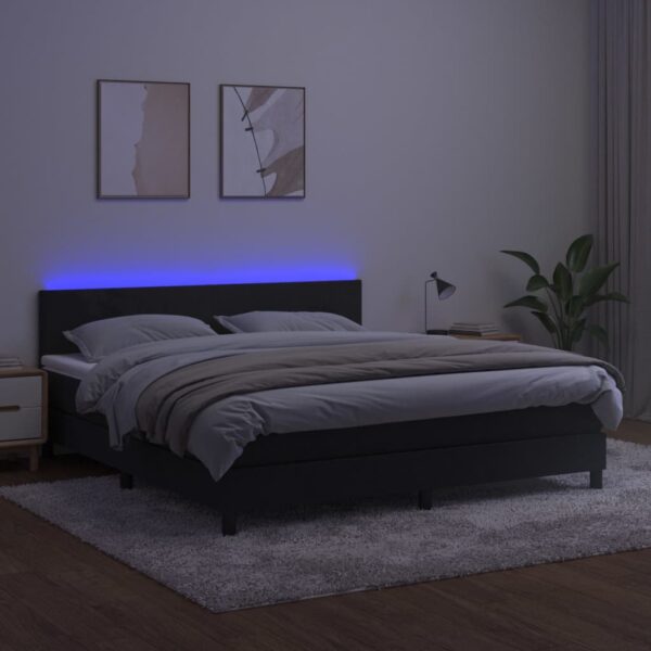 Łóżko kontynentalne z materacem i LED, czarny aksamit 180x200cm - obrazek 3