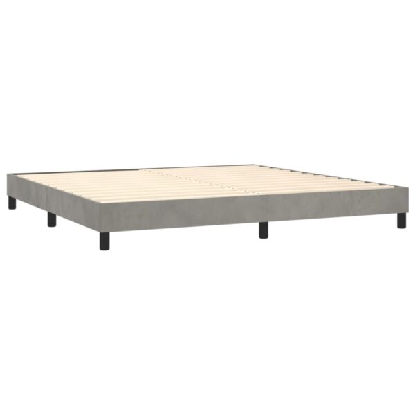 Łóżko kontynentalne z materacem i LED, szare 200x200cm, aksamit - obrazek 5