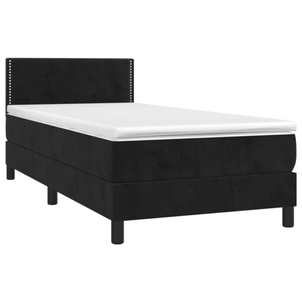 Łóżko kontynentalne z materacem i LED, czarny aksamit 90x190 cm - obrazek 4