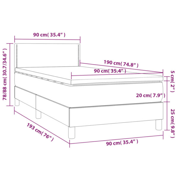 Łóżko kontynentalne z materacem i LED, czarny aksamit 90x190 cm - obrazek 8