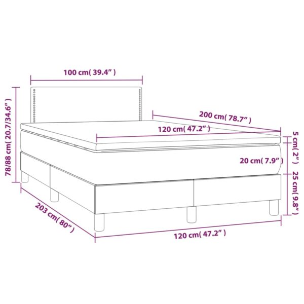 Łóżko kontynentalne z materacem i LED zielony aksamit 120x200cm - obrazek 8
