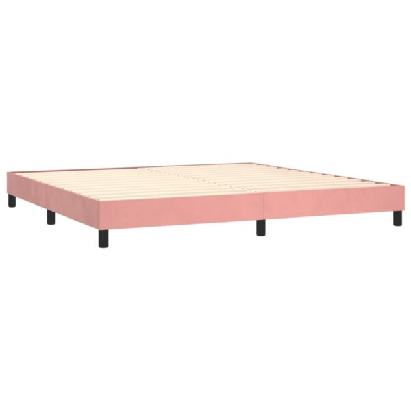 Łóżko kontynentalne z materacem i LED, różowy aksamit 200x200cm - obrazek 5
