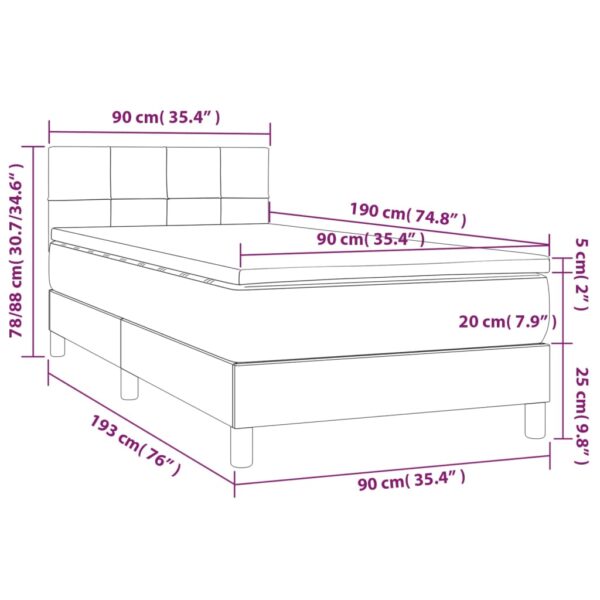 Łóżko kontynentalne z materacem i LED zielony aksamit 90x190 cm - obrazek 8