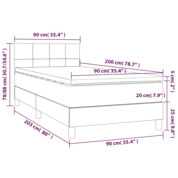 Łóżko kontynentalne z materacem i LED zielony aksamit 90x200 cm - obrazek 8