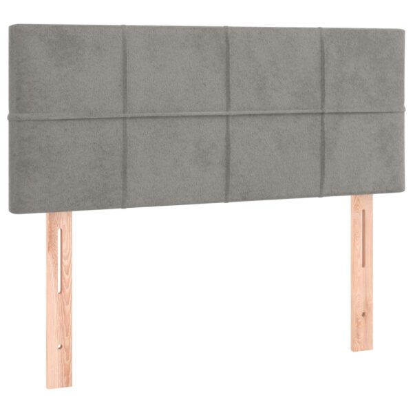 Łóżko kontynentalne z materacem i LED, szare 120x200cm, aksamit - obrazek 7