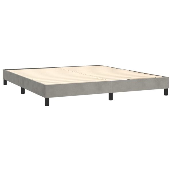 Łóżko kontynentalne z materacem i LED, szare 160x200cm, aksamit - obrazek 5