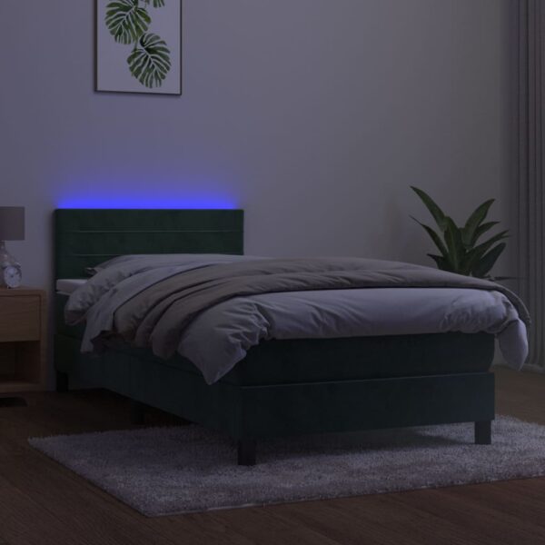 Łóżko kontynentalne z materacem i LED zielony aksamit 80x200 cm - obrazek 4