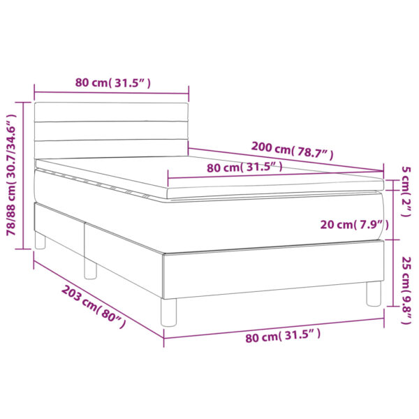 Łóżko kontynentalne z materacem i LED zielony aksamit 80x200 cm - obrazek 8