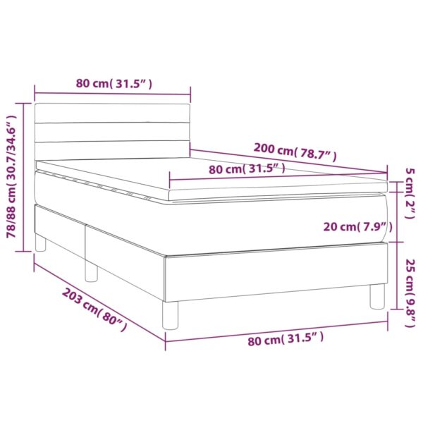 Łóżko kontynentalne z materacem i LED, różowy aksamit 80x200 cm - obrazek 8