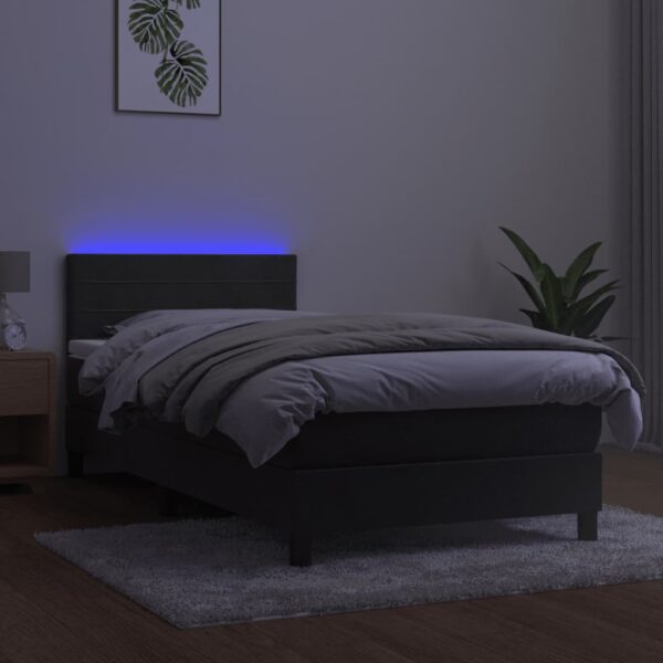 Łóżko kontynentalne z materacem i LED, szary aksamit, 100x200cm - obrazek 4