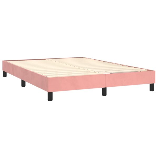 Łóżko kontynentalne z materacem i LED, różowy aksamit 140x190cm - obrazek 5
